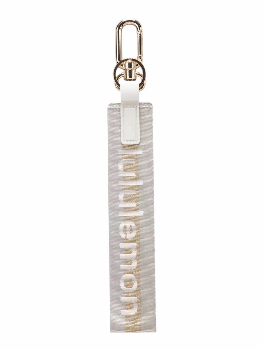 Lululemon Never Lost Keychain In Neutral Metallic Wordmark